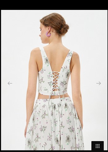 Beyaz Çiçek Desenli  Mini Büstiyer - Görsel 2