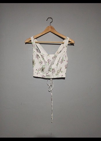 Beyaz Çiçek Desenli  Mini Büstiyer - Görsel 4