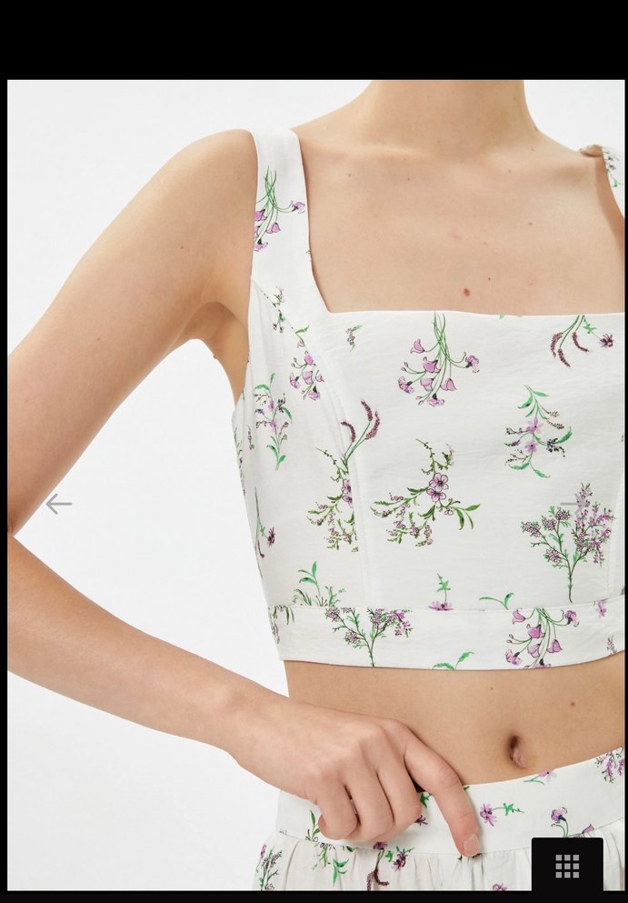 Beyaz Çiçek Desenli  Mini Büstiyer - Görsel 3