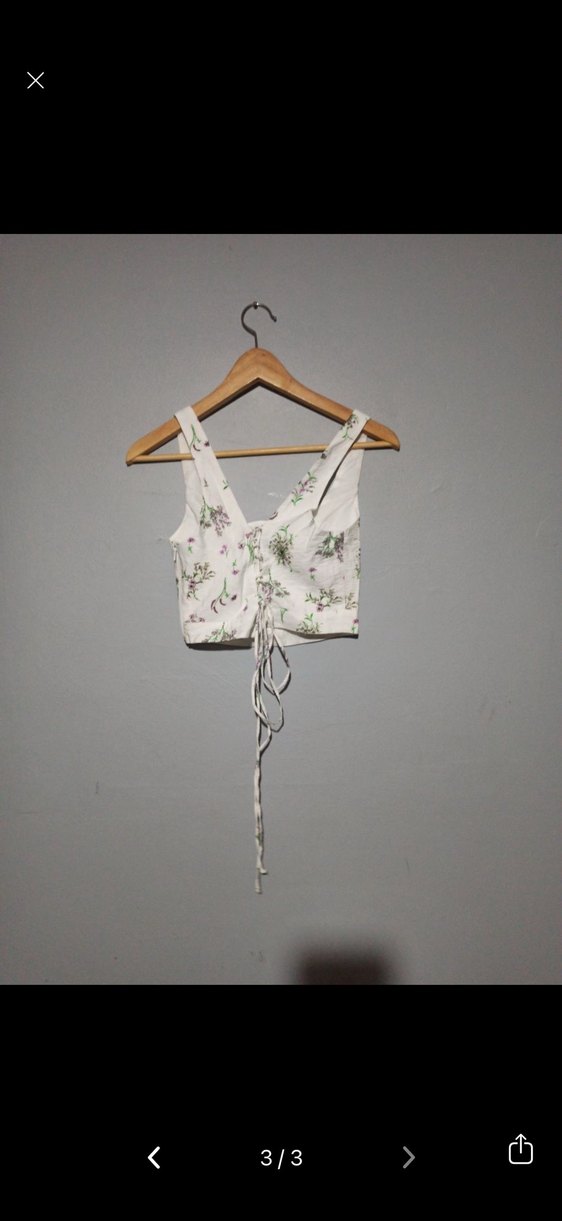 Beyaz Çiçek Desenli  Mini Büstiyer - Görsel 5