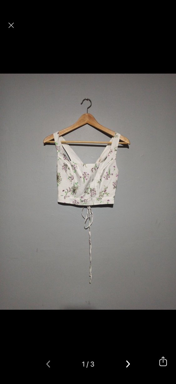 Beyaz Çiçek Desenli  Mini Büstiyer - Görsel 4