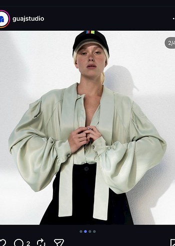 Kadın balon kol hardal sarısı gömle - Görsel 2