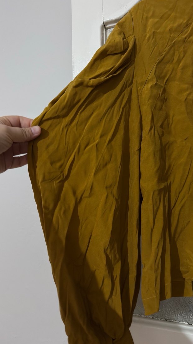 Kadın balon kol hardal sarısı gömle - Görsel 4