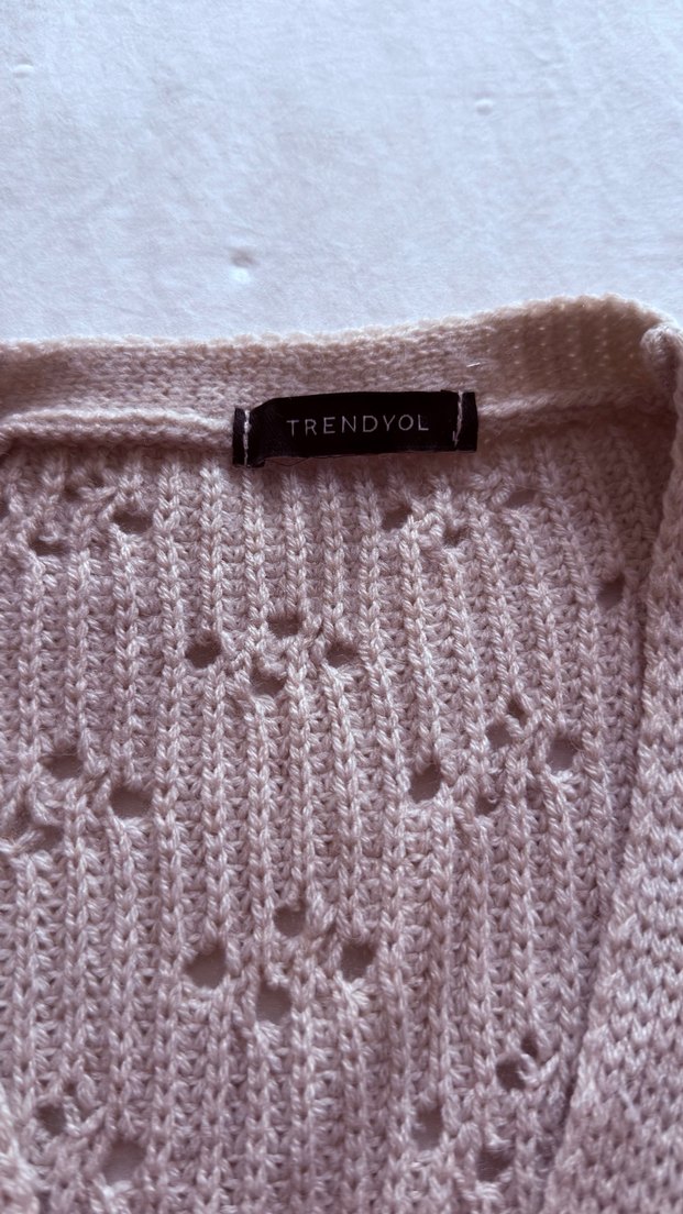 Bej V Yaka Örgü Hırka - Görsel 2