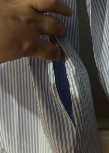 Mavi Çizgili Uzun Kollu Kadın tunik  Gömlek - Görsel 5