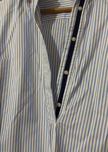 Mavi Çizgili Uzun Kollu Kadın tunik  Gömlek - Görsel 4