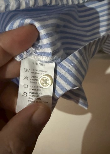 Mavi Çizgili Uzun Kollu Kadın tunik  Gömlek - Görsel 6