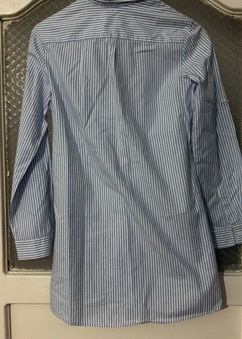 Mavi Çizgili Uzun Kollu Kadın tunik  Gömlek - Görsel 2