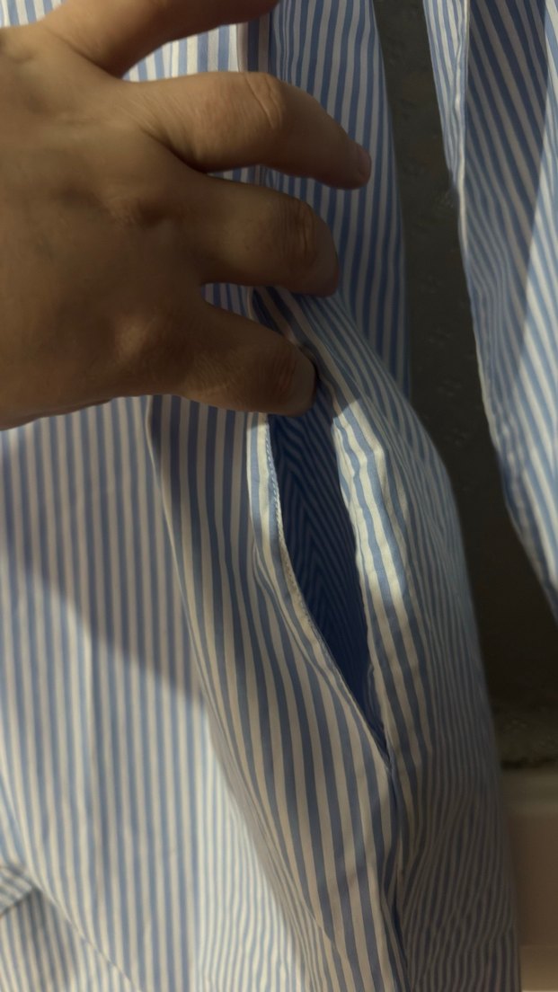 Mavi Çizgili Uzun Kollu Kadın tunik  Gömlek - Görsel 5