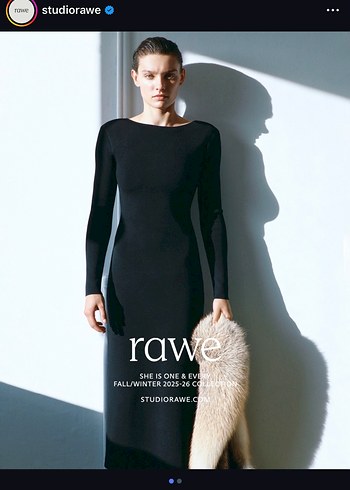 Rawe marka Siyah Uzun Kollu Uzun Elbise - Görsel 2