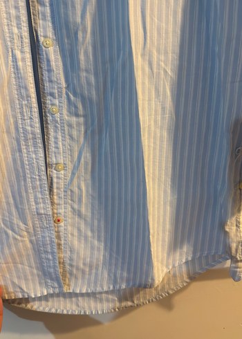 Mavi çizgili Uzun Kollu Kadın Gömlek - Görsel 4