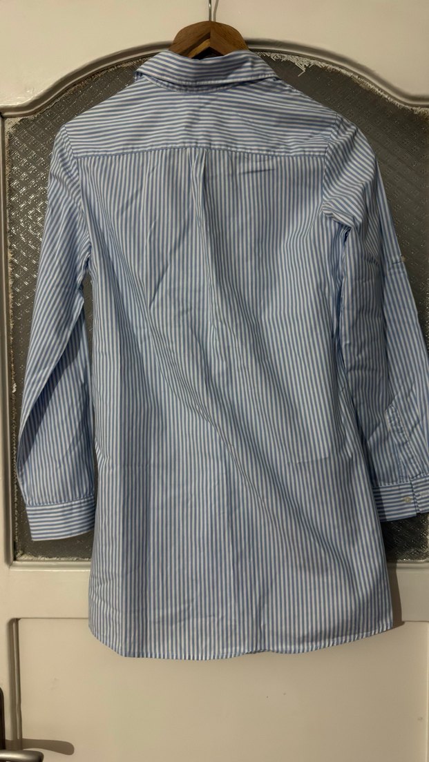 Mavi çizgili Uzun Kollu Kadın Gömlek - Görsel 3