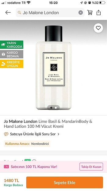 Jo Malone marka vücut losyonu