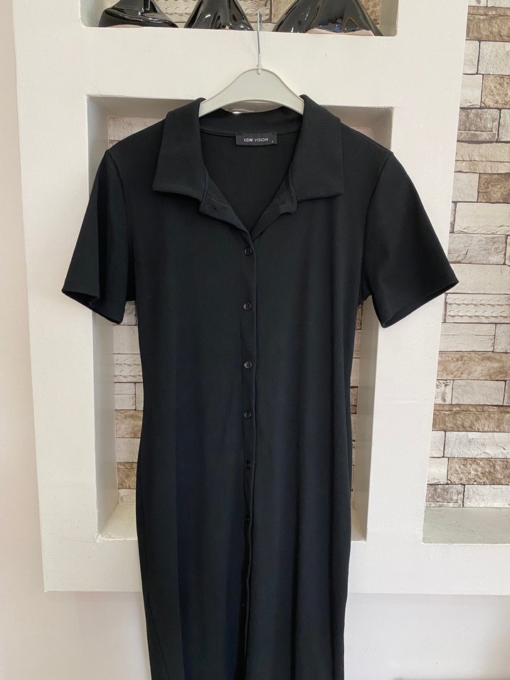 Siyah midi elbise - Görsel 2