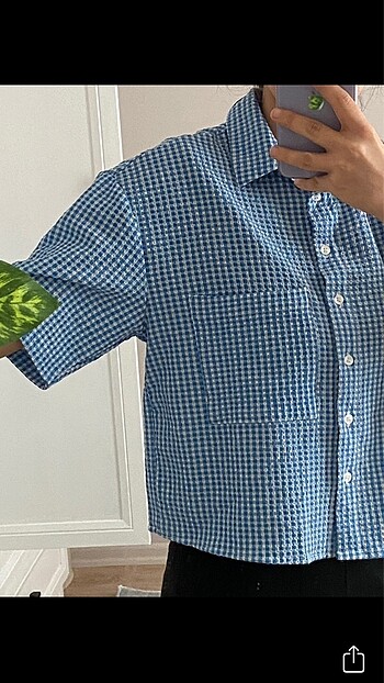 34 Beden Çizgili kısa gömlek