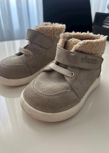 21 Beden gri Renk unisex Bej Süet Kürklü İlk Adım Ayakkabısı 21numara