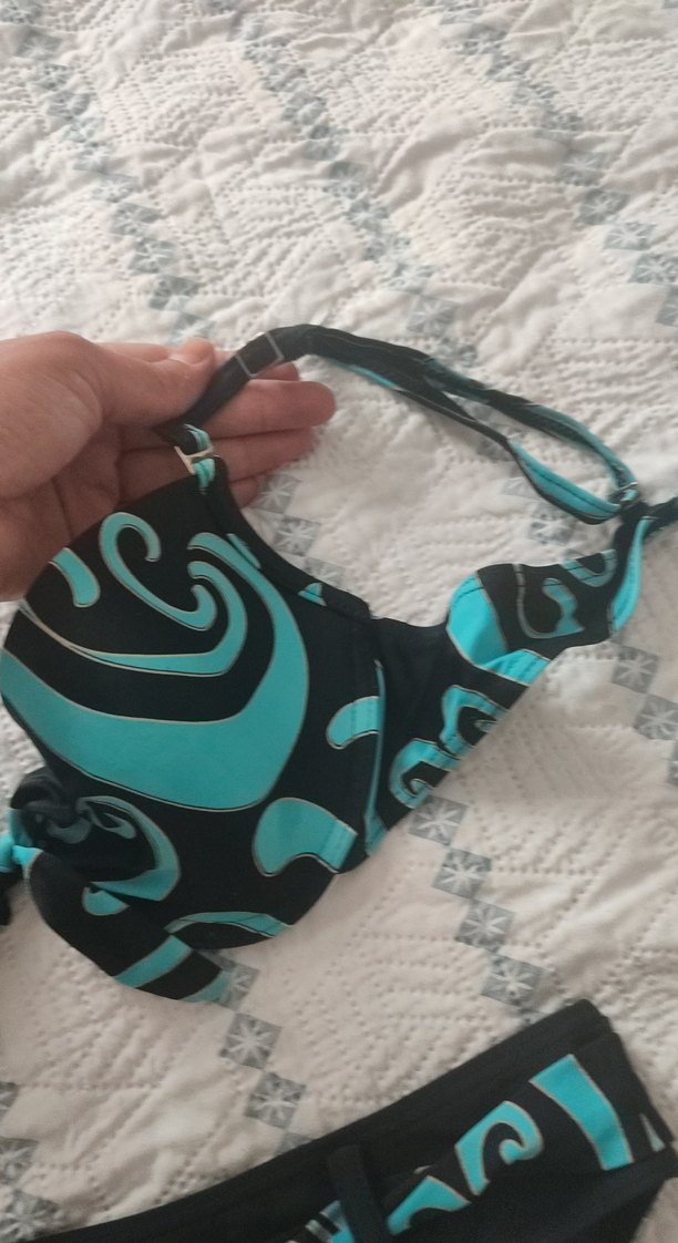 Bohem Tarzı Turkuaz Desenli İpli Bikini - Görsel 2