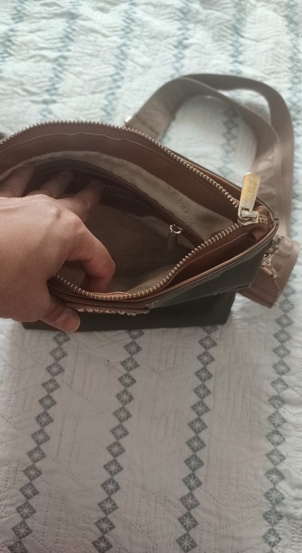Gri Kahverengi Fermuarlı Kadın Çanta - Görsel 3