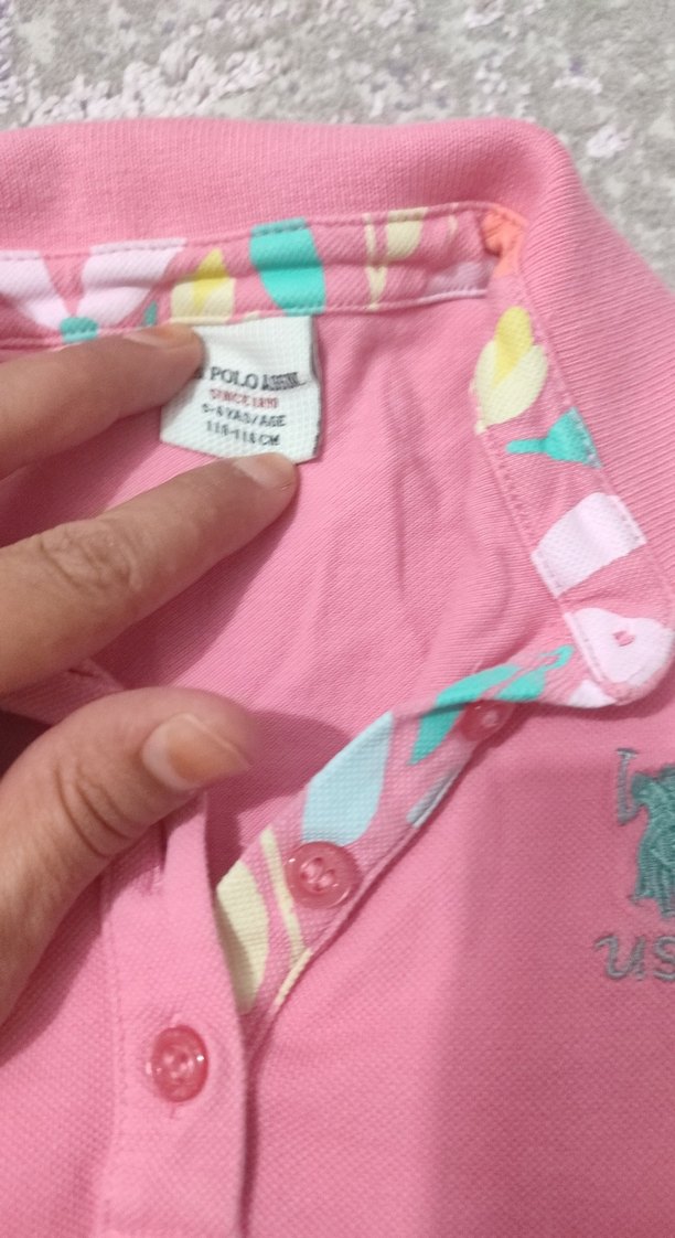 Kız Çocuk Pembe Kısa Kollu Polo Tişört - Görsel 2