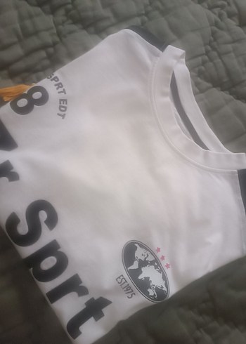 Beyaz Siyah Baskılı Erkek Spor Tişört - Görsel 4