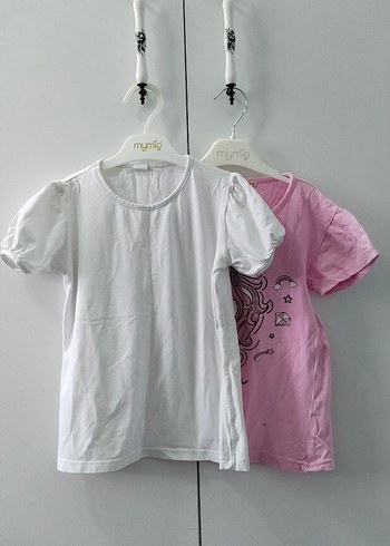 Pembe Unicorn Baskılı Kız Tişörtü ikili fiyatıdir - Görsel 3