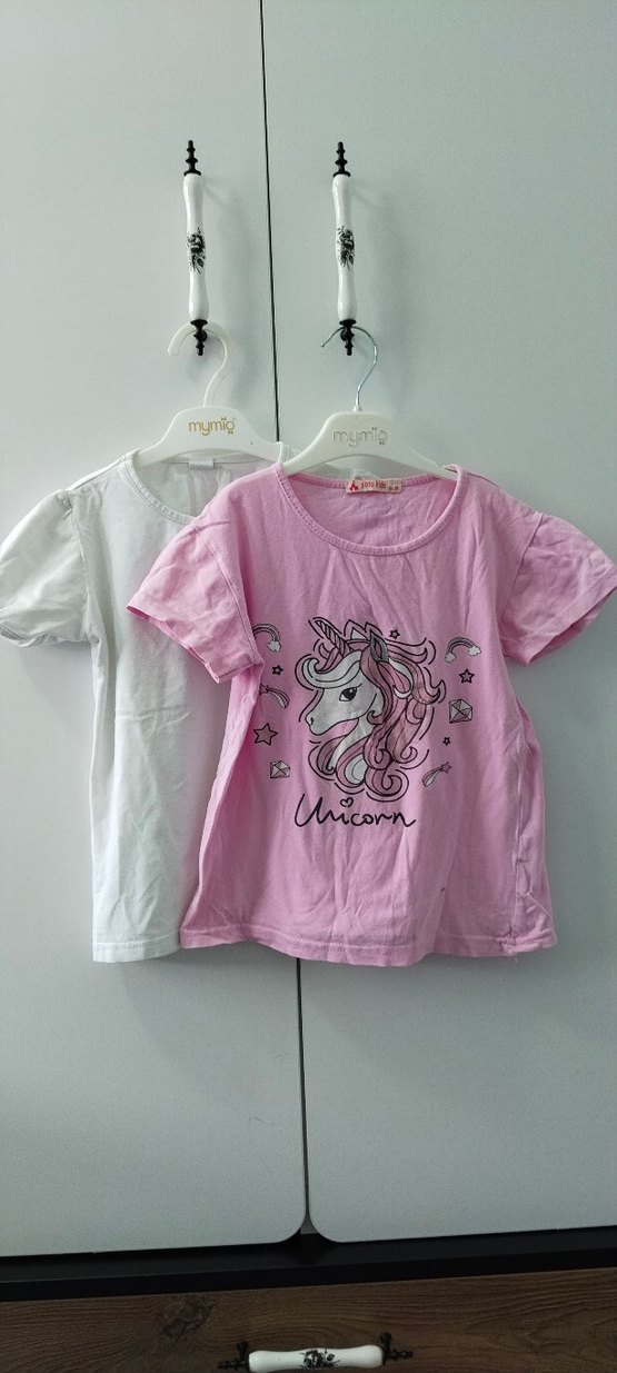 Pembe Unicorn Baskılı Kız Tişörtü ikili fiyatıdir - Görsel 2