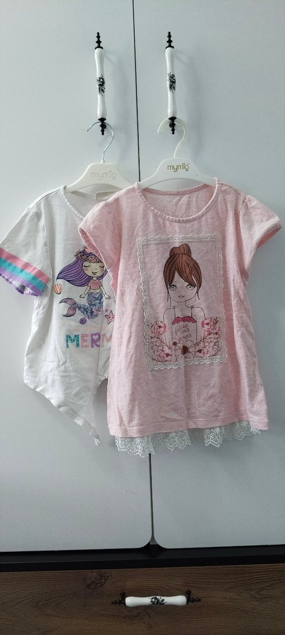 Kız Çocuk Dantelli ve Baskılı Tişört ikili fiyatıdir - Görsel 2