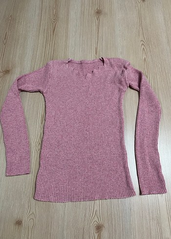 Pembe Kadın Triko Uzun Kollu Kazak