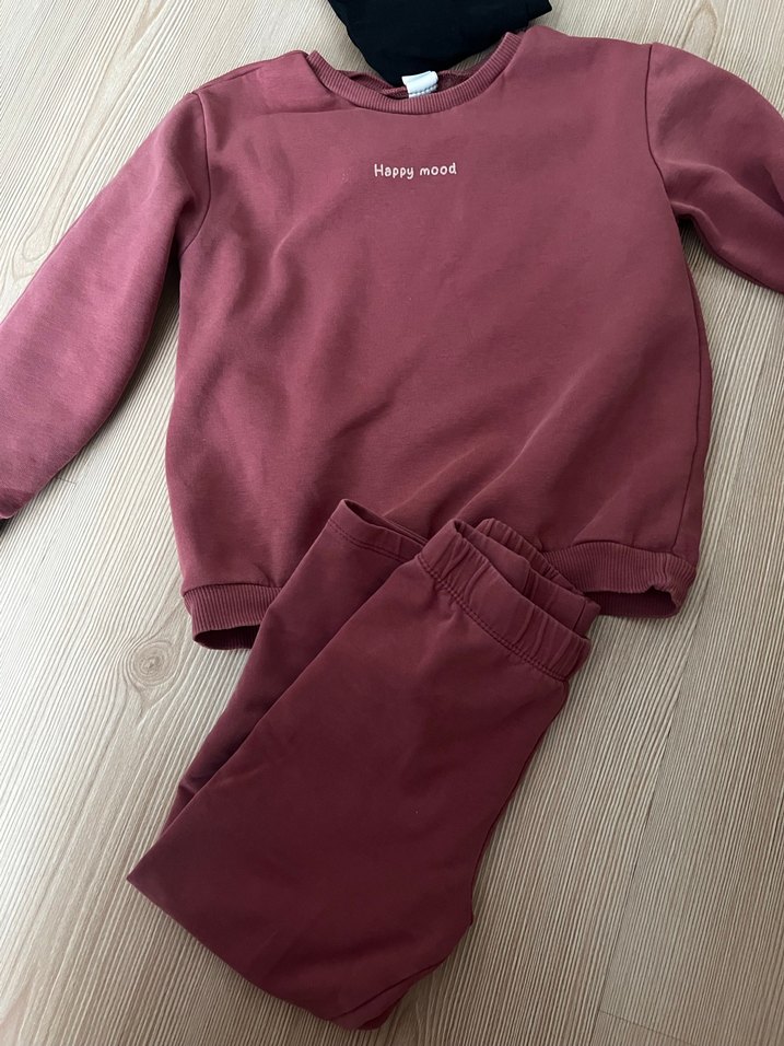 Bordo Pamuklu Rahat Kız Eşofman Takımı - Görsel 3