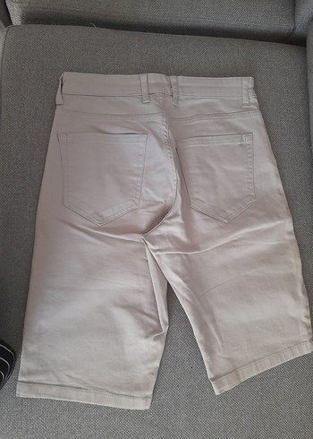 Bej Erkek Denim Mini Bermuda Şort - Görsel 2