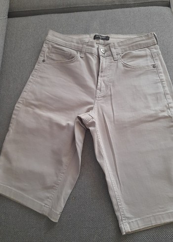 Bej Erkek Denim Mini Bermuda Şort