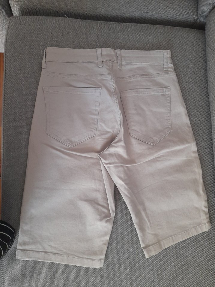 Bej Erkek Denim Mini Bermuda Şort - Görsel 2