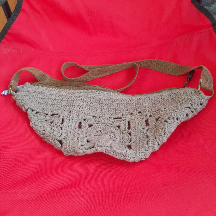 sütlü kahve elişi motif Detaylı Örgü Bohem Kadın Çanta - Görsel 3