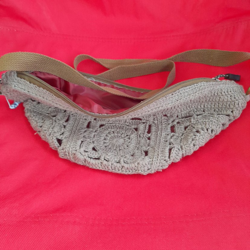 sütlü kahve elişi motif Detaylı Örgü Bohem Kadın Çanta - Görsel 2