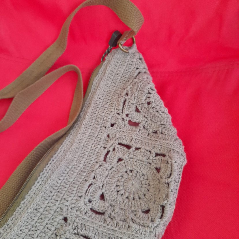 sütlü kahve elişi motif Detaylı Örgü Bohem Kadın Çanta - Görsel 4