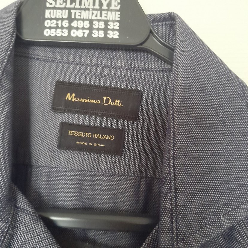 Massimo Dutti Düğmeli Gri Erkek Denim Gömlek - Görsel 2