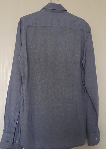 Gri Erkek Denim Gömlek, Düğmeli, Uzun Kollu - Görsel 2