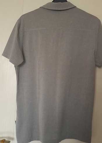 Gri Kısa Kollu Düğmeli Erkek Polo Tişört - Görsel 2