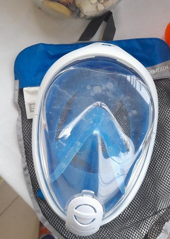 Mavi Tam Yüz Dalış Maskesi Fermuarlı Çanta - Görsel 2