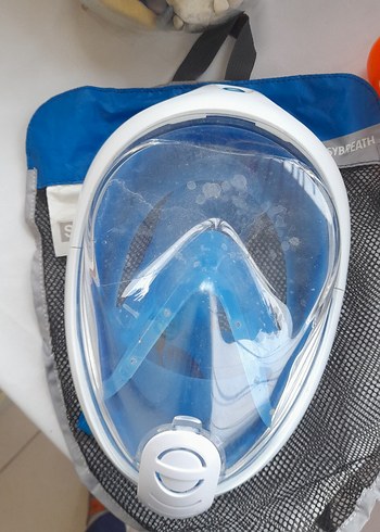 Mavi Tam Yüz Dalış Maskesi Fermuarlı Çanta - Görsel 3