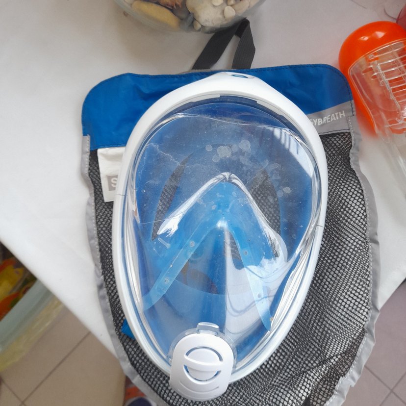 Mavi Tam Yüz Dalış Maskesi Fermuarlı Çanta - Görsel 2