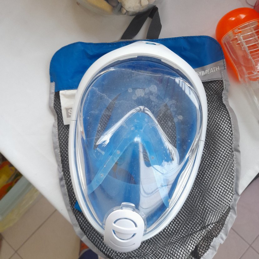 Mavi Tam Yüz Dalış Maskesi Fermuarlı Çanta - Görsel 3