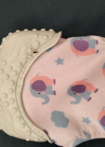 Fil desenli beyaz bebek diş kaşıyıcı - Görsel 3