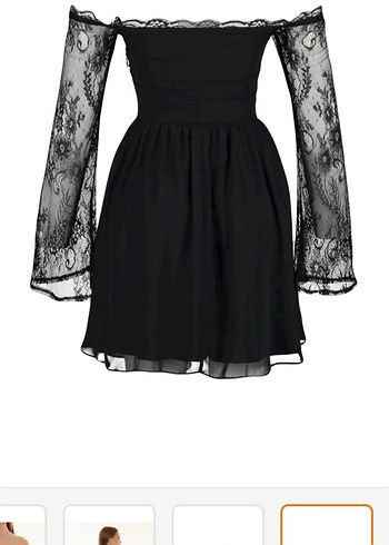 Dantel Detaylı Siyah Gotik Midi Elbise - Görsel 2