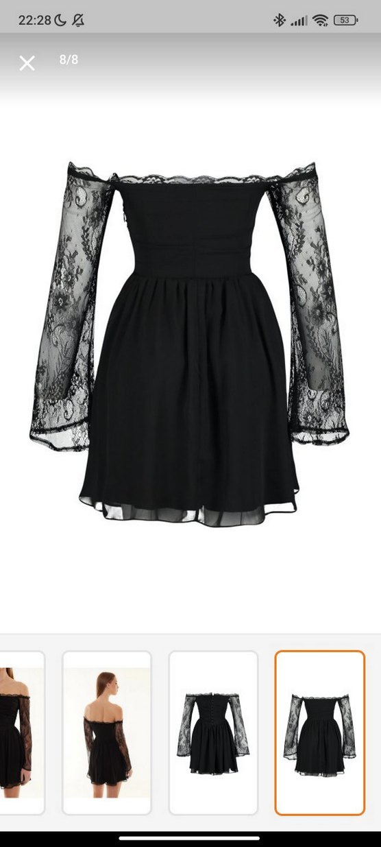 Dantel Detaylı Siyah Gotik Midi Elbise - Görsel 2