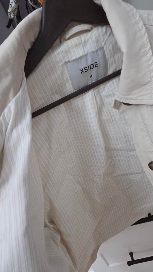 Bej Düğmeli Kadın Keten Ceket - Görsel 3