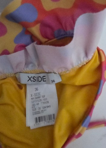 Renkli Tie-Dye Volanlı Mini Bikini Üstü - Görsel 5