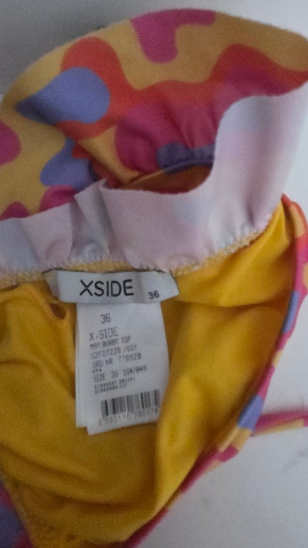 Renkli Tie-Dye Volanlı Mini Bikini Üstü - Görsel 5