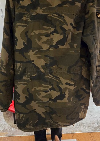 Stradivadius Kadın Kamuflaj  Midi Mont - Görsel 8