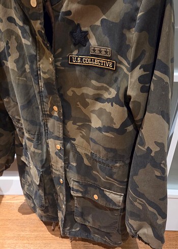 Stradivadius Kadın Kamuflaj  Midi Mont - Görsel 4